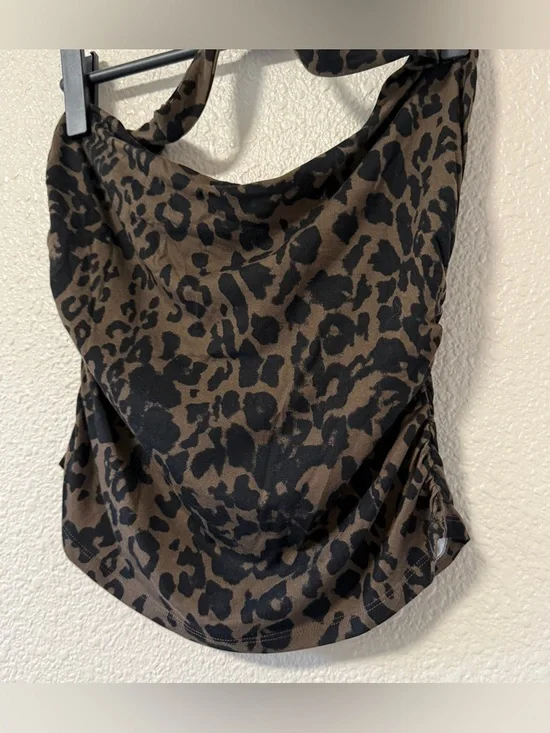 NWOT Reformation Molly Halter Top Leopard Print Ruched Tank M/L Coachella Summer - Picture 3 of 6